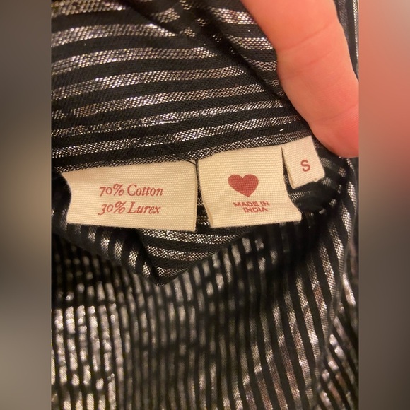 Alix of Bohemia Emery Moonlight Long Sleeve Silver Metallic Stripe Size Small - Picture 7 of 8